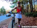 While Bicycling, Sexiest Black Buttocks Flashing Upskirt Outside By Sheisnovember Perfect Butt Stuffed With Her Tiny Panties