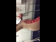 Rio carnival Brazilian amateur having fun and playing in the shower after party on cell phone camera