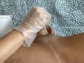 The waxing master couldn't resist jerking off this hard cock