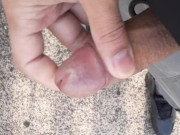 Cumming on an train station 