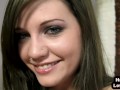 HJ POV smallboobs teen closeup jerks cock and talks slutty