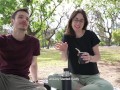 How does a day at the park end up with a public blowjob? - Cute teen swallows cum