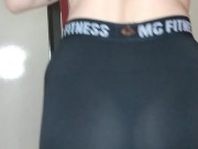 changing leggings, showing big ass