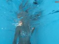 Euro blonde small tits pornstar Zazie swimming naked