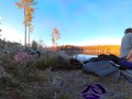 Sex on a reindeer skin next to a forest lake - RosenlundX - VR 360 - 5,7k 30fps