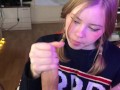 Student girl gently sucks and loves cum