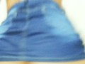 Ass brunette dancing in denim skirt