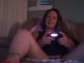 Filming up Milf in high heels wearing mini dress while she plays fortnite