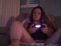 Filming up Milf in high heels wearing mini dress while she plays fortnite
