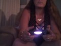 Filming up Milf in high heels wearing mini dress while she plays fortnite