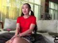 HJ Asian teen jerks cock n talks slutty