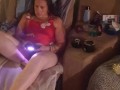 Filming Up Roommate's Red Flower Mini Dress While She Eats, Smoke Cigarettes and Play Ps4