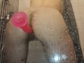 Filmed how the shoved a rubber dick into her anal