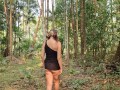 Beauty shows tits and pussy in the Jungle