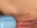 Making my tight 19 year old pussy wet using my vibrator