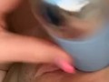Making my tight 19 year old pussy wet using my vibrator