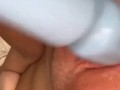 Making my tight 19 year old pussy wet using my vibrator