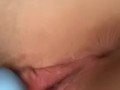 Making my tight 19 year old pussy wet using my vibrator