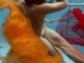 Mega hot and wet lesbos swimming and stripping