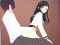 Komichi Akebi and I have intense sex in the restroom. - Akebi's Sailor Uniform Hentai