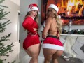 Big Dick Santa Fucks TWO PAWGS under the Tree for Christmas - Kelsi Monroe N AJ Applegate -