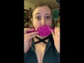 takes 4" dildo gag training teaser