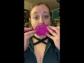 takes 4" dildo gag training teaser