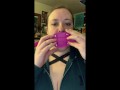 takes 4" dildo gag training teaser