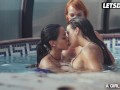 Hot Girlfriends Seduced Into Lesbian Threesome By The Pool - A GIRL KNOWS