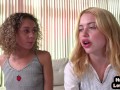 Petite wanking teen jerks in POV 3some