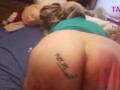 Mistress Spanks Chub Slaves Naked Ass 100 Times!