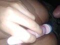 Sticking my girlfriend's dick while she masturbates with a vibrator and moans a lot 😈🔥