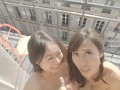 Yiming Curiosity依鸣 - 2 ASIAN girls THREESOME on Paris balcony! - double blowjob facial Chinese POV