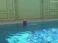 Mary Kalisy rubs her clit and pussy lips and swims