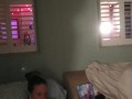 Girl Watches Guy Jerking Off While She Plays Video Games In Her Bra and Panties
