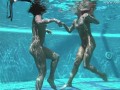 Pretty hot hotties Cruz and Jessica swim naked together