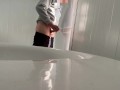 Dick Flash! A girl catches me masturbating in a public toilet on the beach and helps me finish