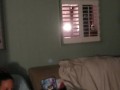 Girl Watches Hot Latino Thug Jerking Off and Fingering His Ass and Then Lets Him Cum On Her Thighs