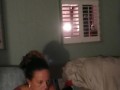 Girl Watches Hot Latino Thug Jerking Off and Fingering His Ass and Then Lets Him Cum On Her Thighs