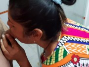 My stepmom interrupts my shower to suck my cock