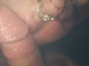 Princess VampWolfBanger gives Close up Sloppy Blowjob to Daddy