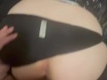 Fiancé lifts my dress up and moves my black panties to fuck