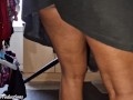 My Step Sis Vacuum Cleaning while I Watch - UPSKIRT No PANTIES No BRA