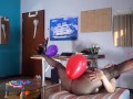 Office Obsession, The secretary in stockings Inflatables balloons masturbates with balloons. 22 2