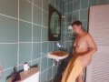 Nudist housekeeper Regina Noir washes in the shower with soap, naked maid shaves her pussy, brushes