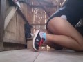 Masturbation on my lover's tits and intense anal sex