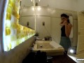 Short Skirt NO UNDERWEAR tight shaved pussy girl in bathroom to make a try on haul video for her Tik Tok Compilation Video