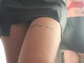 trying on mini skirts in the store showing my ass without panties