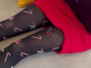 Skinny blowjob and cum on nylon