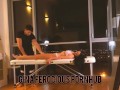 Oiled massage with happy end for sexiest latina with big natural tits and hairy pussy